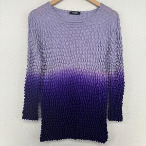 PERISCOPE Sweater Womens OS PS-3983 Wool Blend Ombre Bubble Pullover Purple Vtg